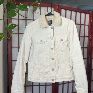 Gap Sherpa Lined Corduroy Jacket White Cream